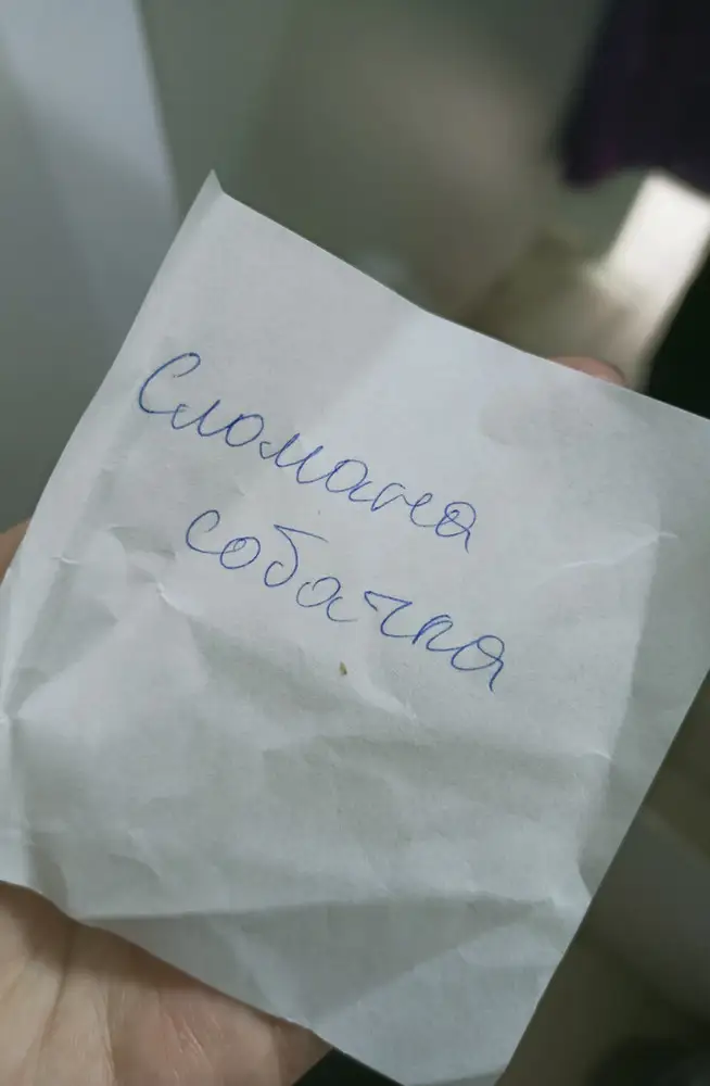 Пуховик понравился, но были проблемы с замком, очень тяжело застёгивается, а так купила бы. Записка была в кармане.