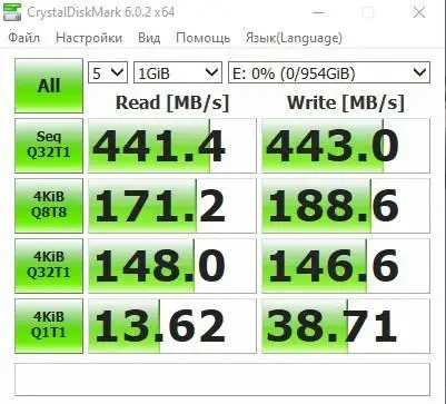 Отличная память. Воткнул в USB NVMe адатер и использую, как флэшку. Скорость на больших файлах 145… 200 МБайт/с. Тесты на фото. Греется в адаптере градусов до 60, но падения скорости нет. В комп не вставлял, но там все будет отлично.