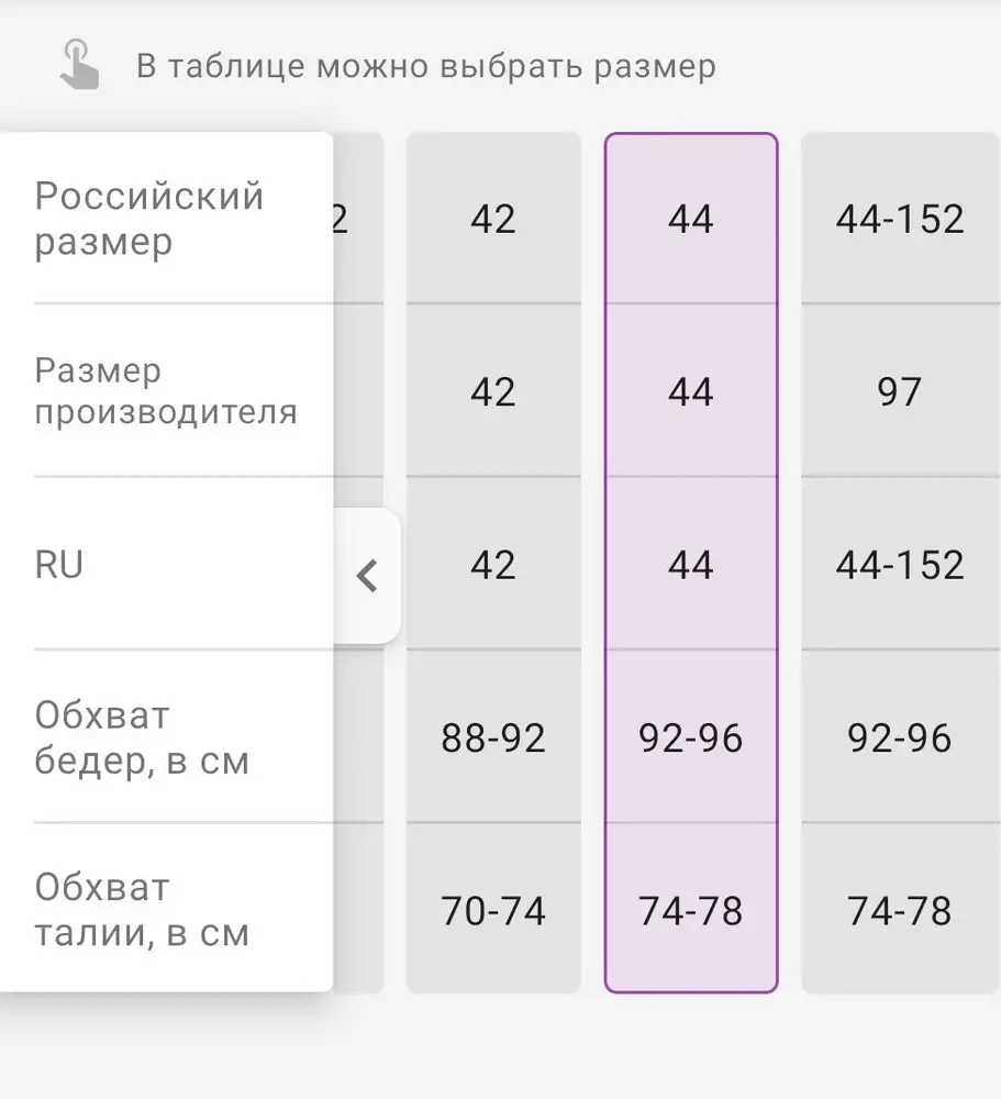 Поставила одну звезду не за качество, а за составление размерной таблицы. Заказала 44 российский размер, в соответствии с таблицей, а прислали 44 европейский. Исправьте, пожалуйста, размерную таблицу, и не вводите покупателей в заблуждение.